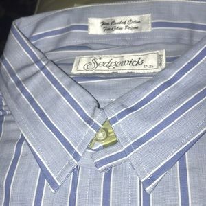 NWOT. Sedgewick Men’s Dress Shirt. Blue Stripe 17-35.
